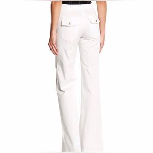 Veronica Beard Mid-Rise Wanderlust White Cotton Wide Leg Pants